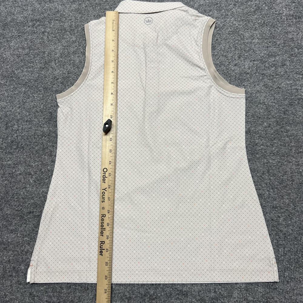 Peter Millar Polo Shirt Womens Small Beige Sleeveless Geometric Golf ExxonMobil - Picture 9 of 9